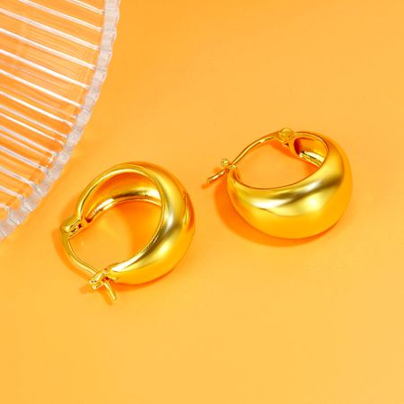 22k Yellow gold plated Hoop earring, Brass Handmade earring for women